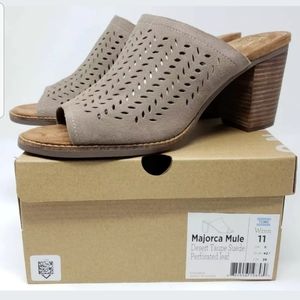 NEW Toms sz 11 Majorca Mule Taupe Perforated Heels